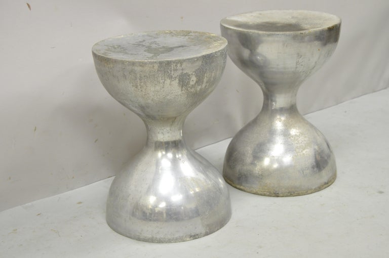 Vintage Arthur Court Cast Aluminum Metal Hourglass Stools Seats, A Pair 'B'  For Sale At 1Stdibs
