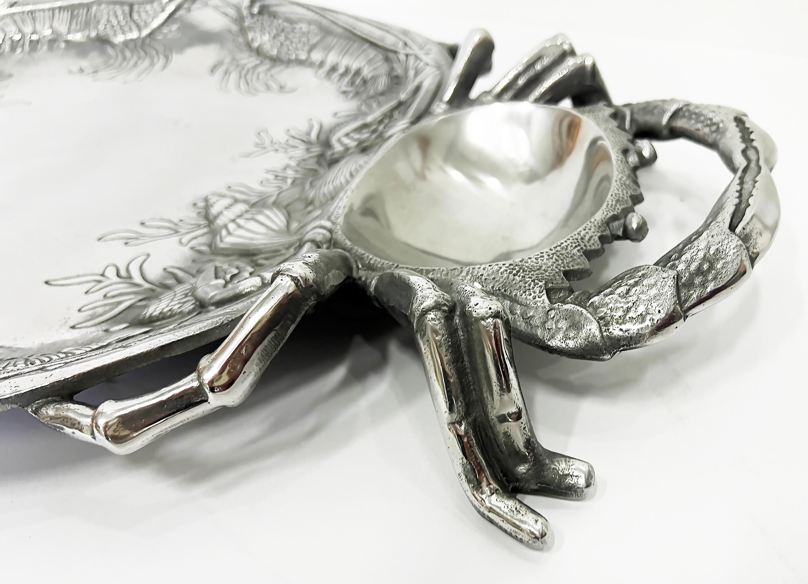 Arthur Court Crabs Serviertablett-Teller, Vintage (Metall) im Angebot