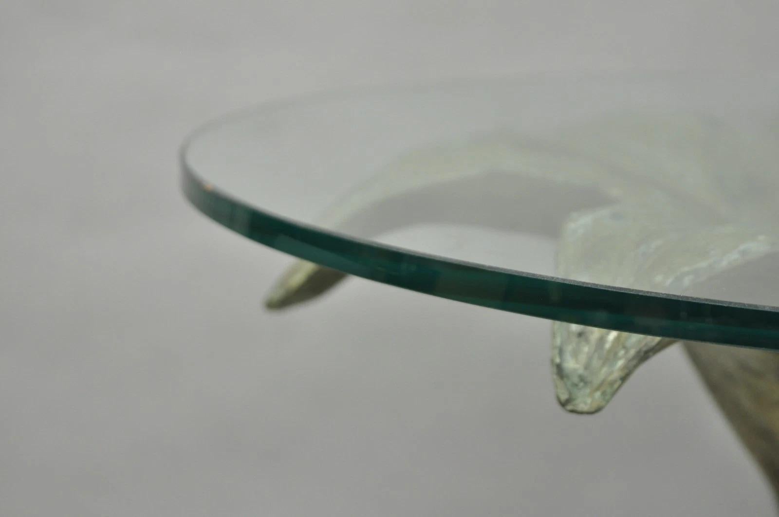 Unknown Vintage Arthur Court Green Verdigris Gilt Bronze & Glass Lily Flower Side Table For Sale