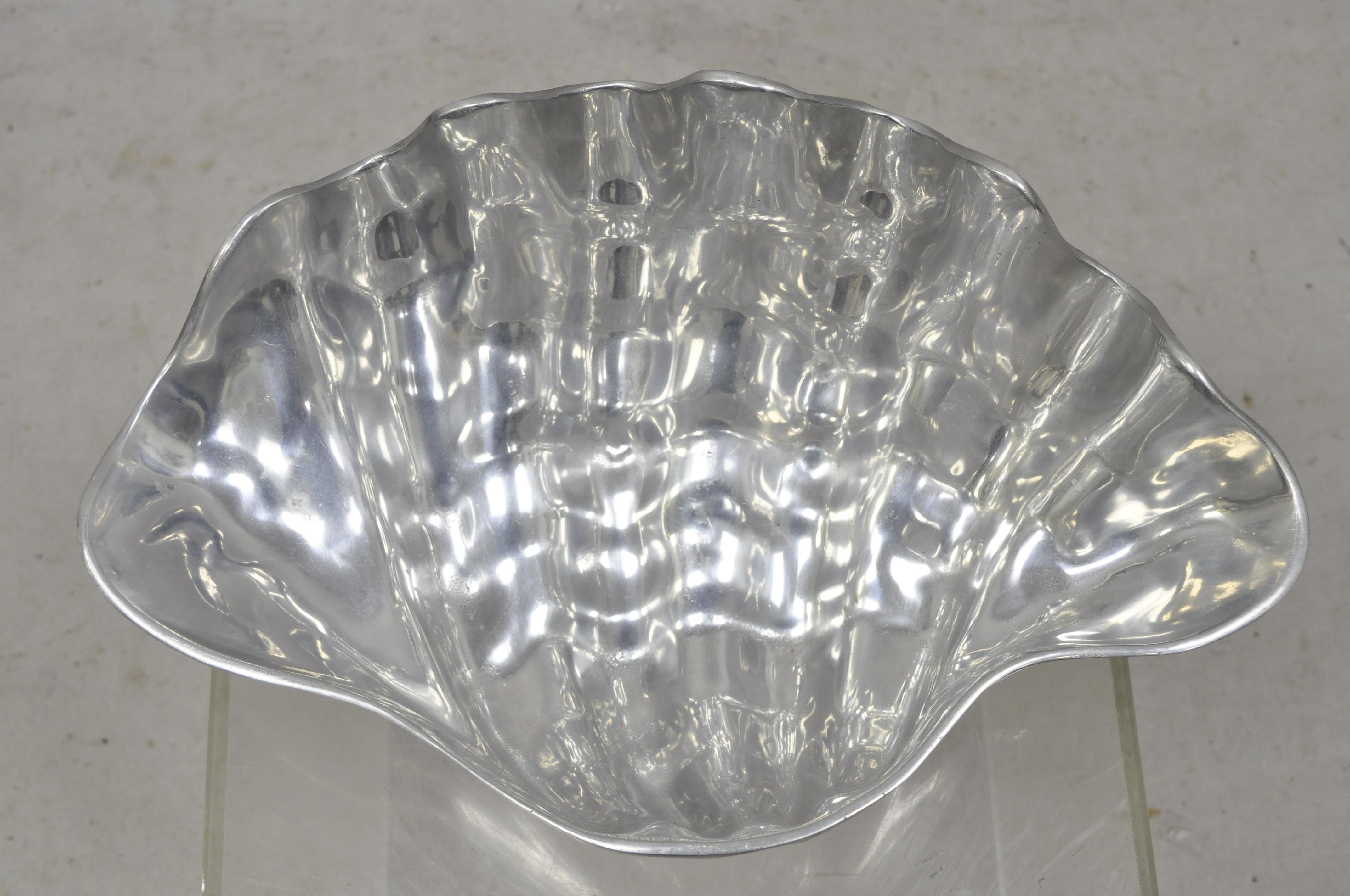 Mid-Century Modern Vintage Arthur Court Large Cast Aluminum Clam Shell Center Bowl Dish
