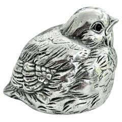 Vintage Arthur Court Polished Aluminum Chickadee Paperweight
