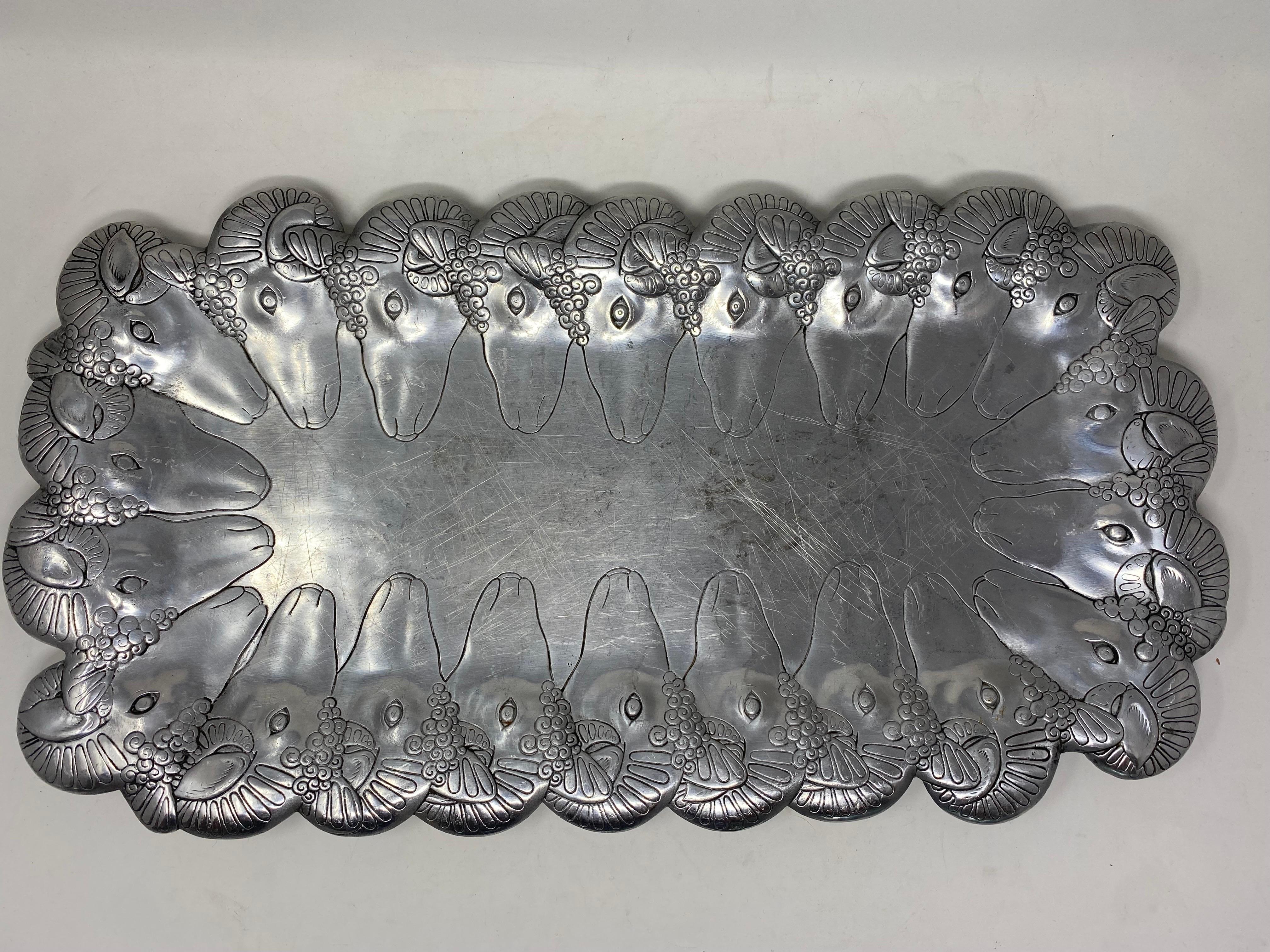 Bandeja vintage Arthur Court con cabeza de carnero Moderno de mediados de siglo en venta