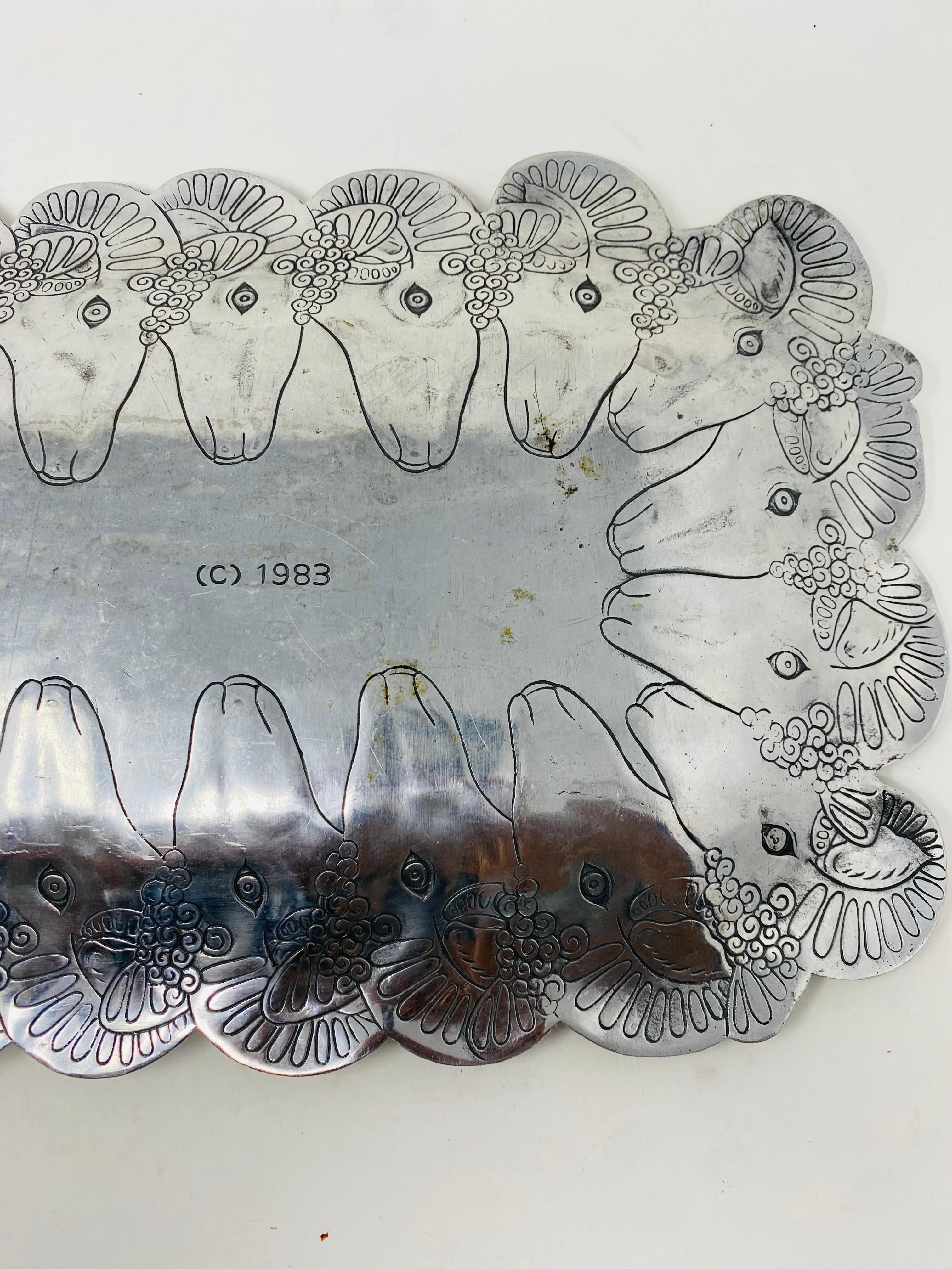 Bandeja vintage Arthur Court con cabeza de carnero Norteamericano en venta