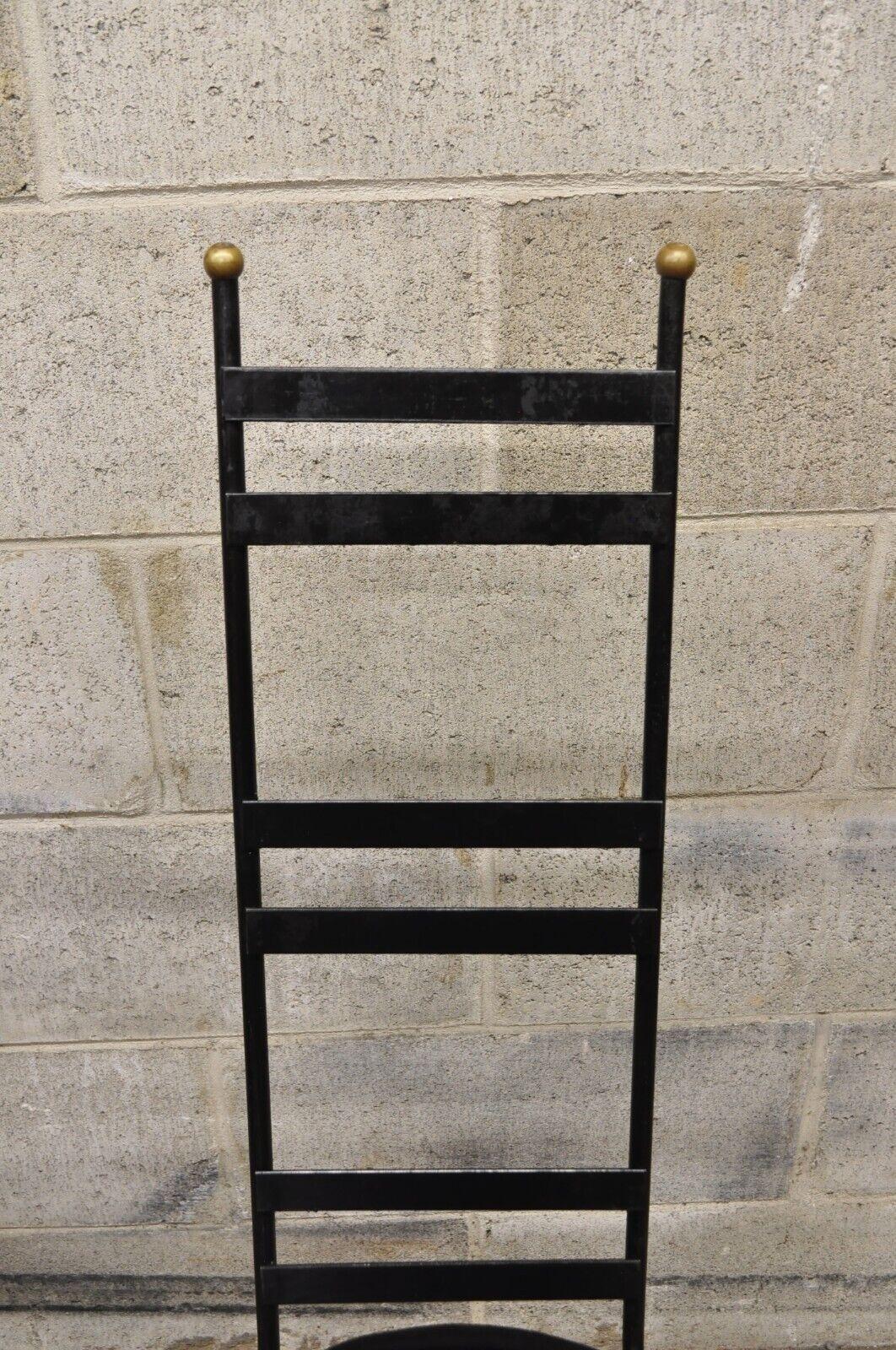 Mid-Century Modern Vintage Arthur Umanoff Style Wrought Iron Ladder Back Chairs, a Pair