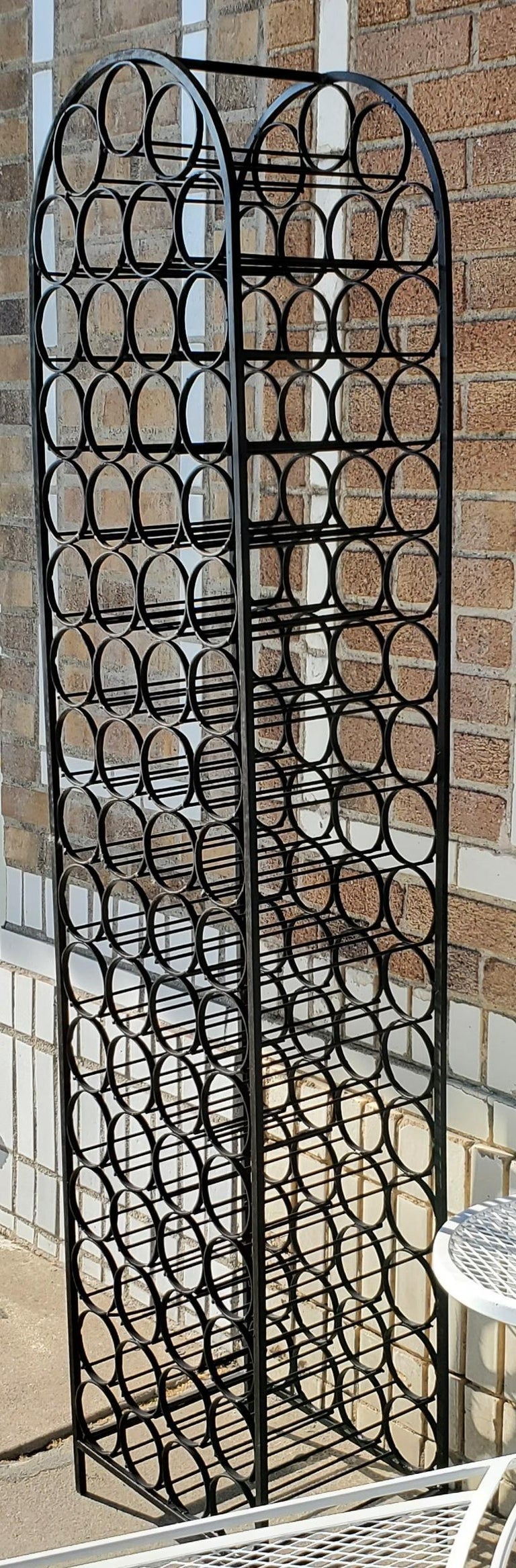 Vintage Arthur Umanoff Tall Black Wrought Iron 67Bottle Wine Rack