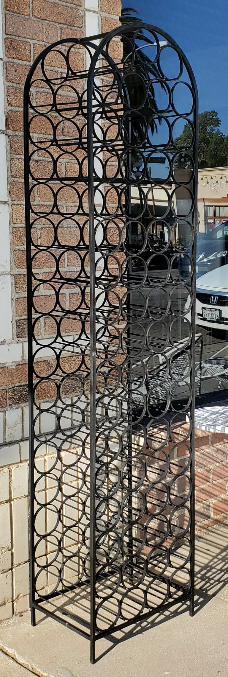 Vintage Arthur Umanoff Tall Black Wrought Iron 67Bottle Wine Rack