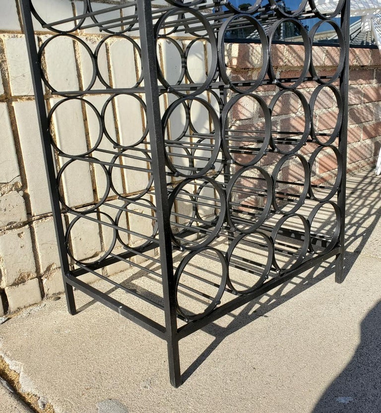 Vintage Arthur Umanoff Tall Black Wrought Iron 67Bottle Wine Rack