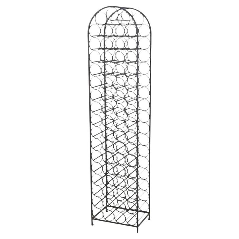 Vintage Arthur Umanoff Tall Black Wrought Iron 67Bottle Wine Rack