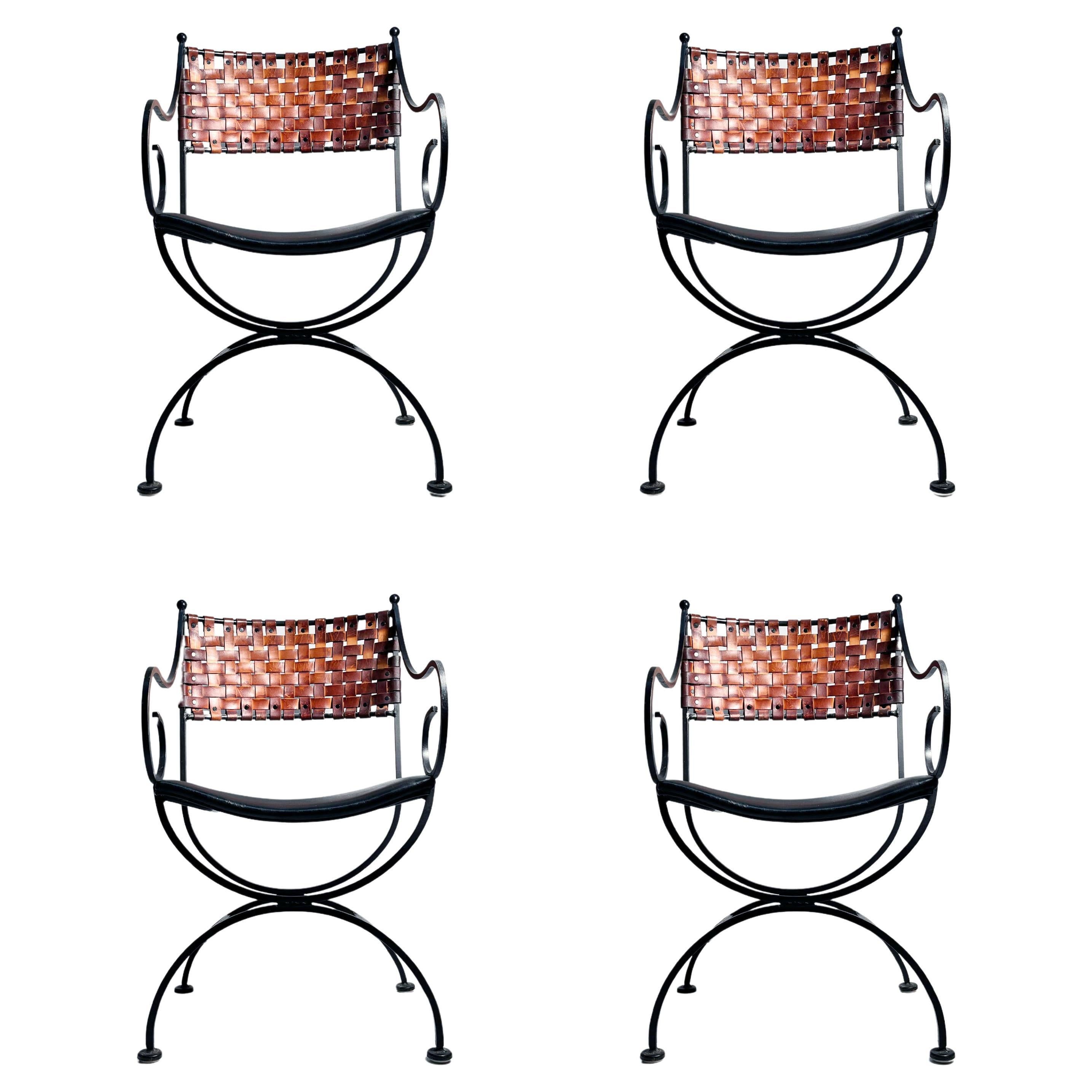 Vintage Arthur Umanoff Sillones con Brazos de Cuero Estilo Mccobb en venta