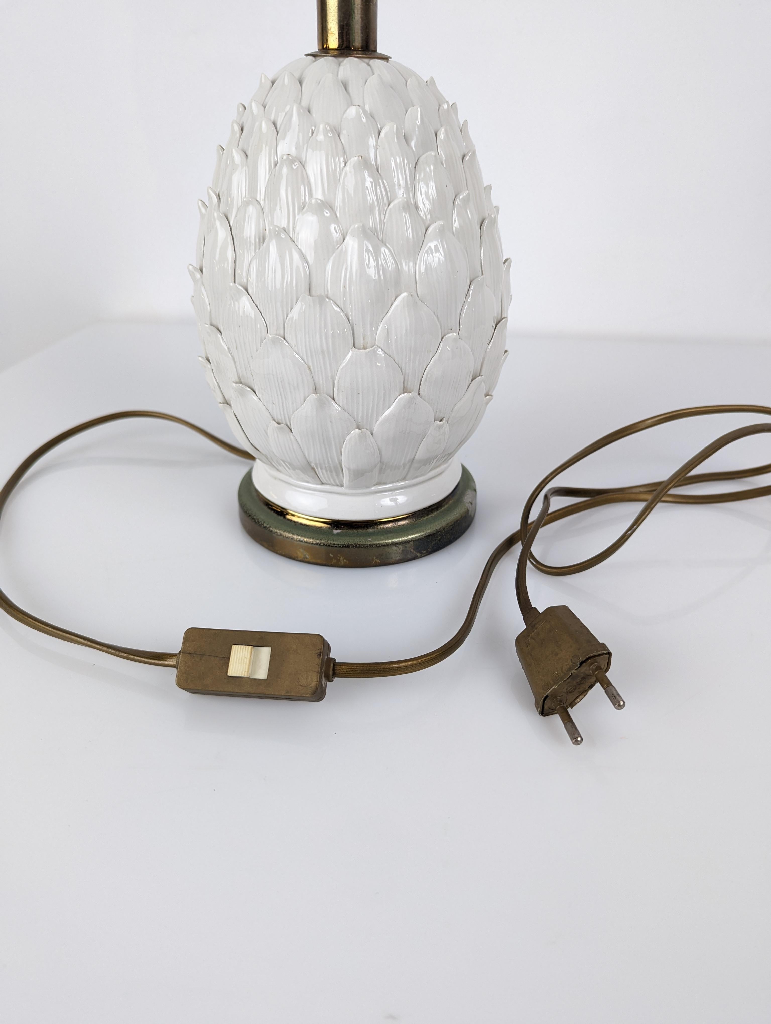 Vintage- Artichoke-Lampe aus weißem Porzellan, 1970er Jahre im Angebot 1