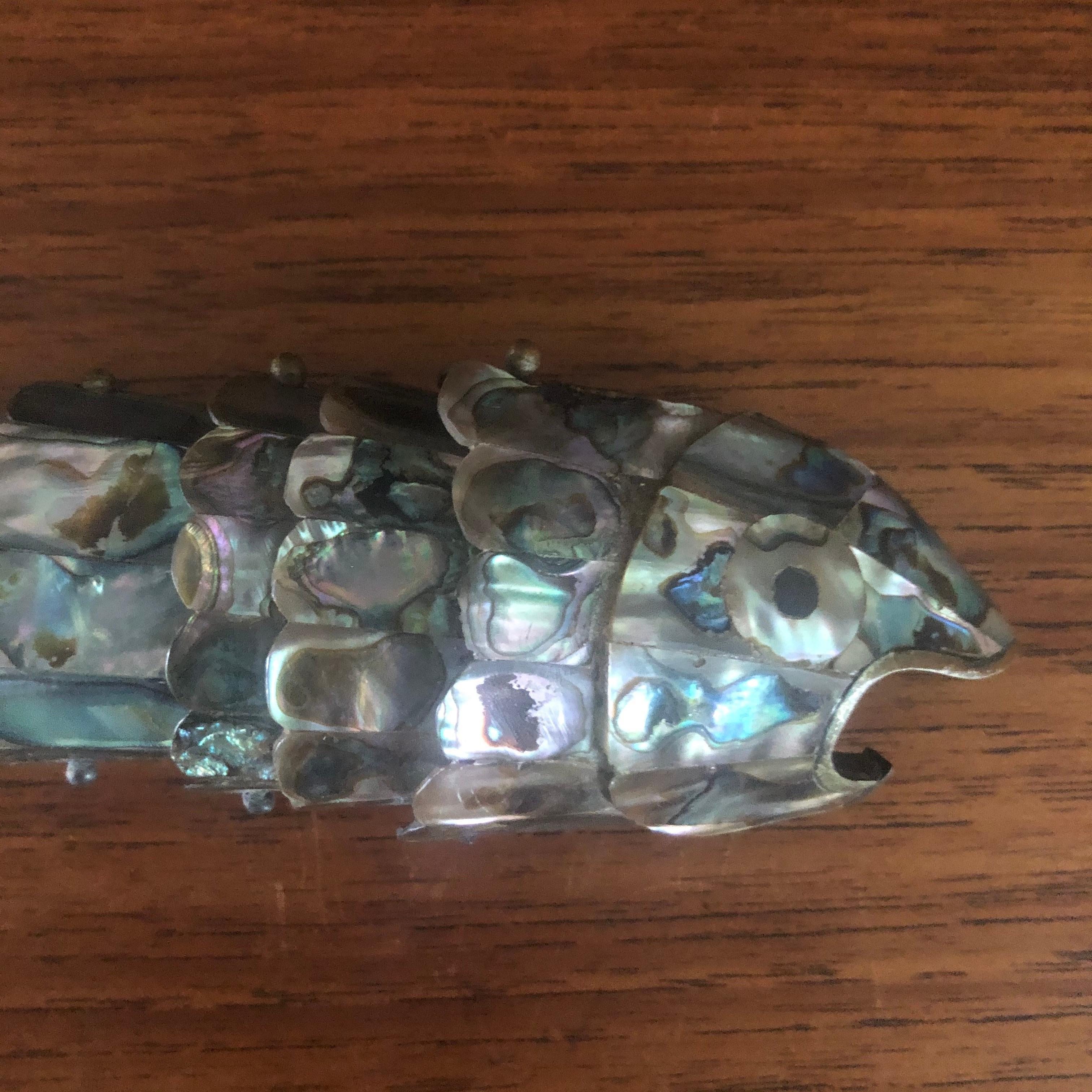 Vintage Articulated Abalone Shell Fish Sculpture/ Bottle Opener by Los Castillo For Sale 2