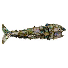 Vintage Articulated Abalone Shell Fish Sculpture/ Bottle Opener by Los Castillo