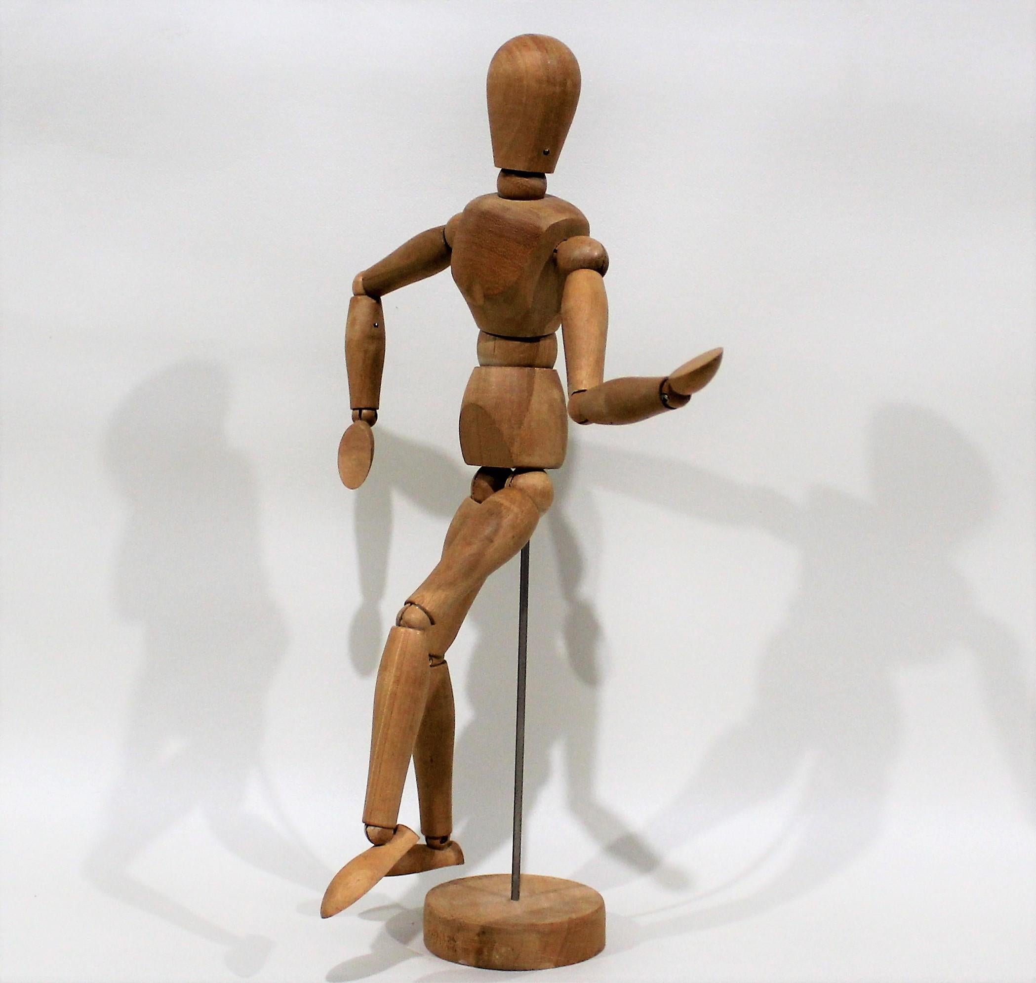 Vintage Articulated and Jointed Wooden Metal Figure In Good Condition For Sale In Hamilton, Ontario