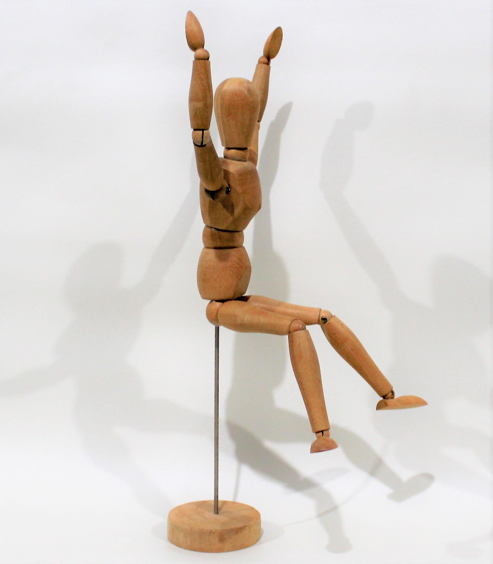 20th Century Vintage Articulated and Jointed Wooden Metal Figure For Sale