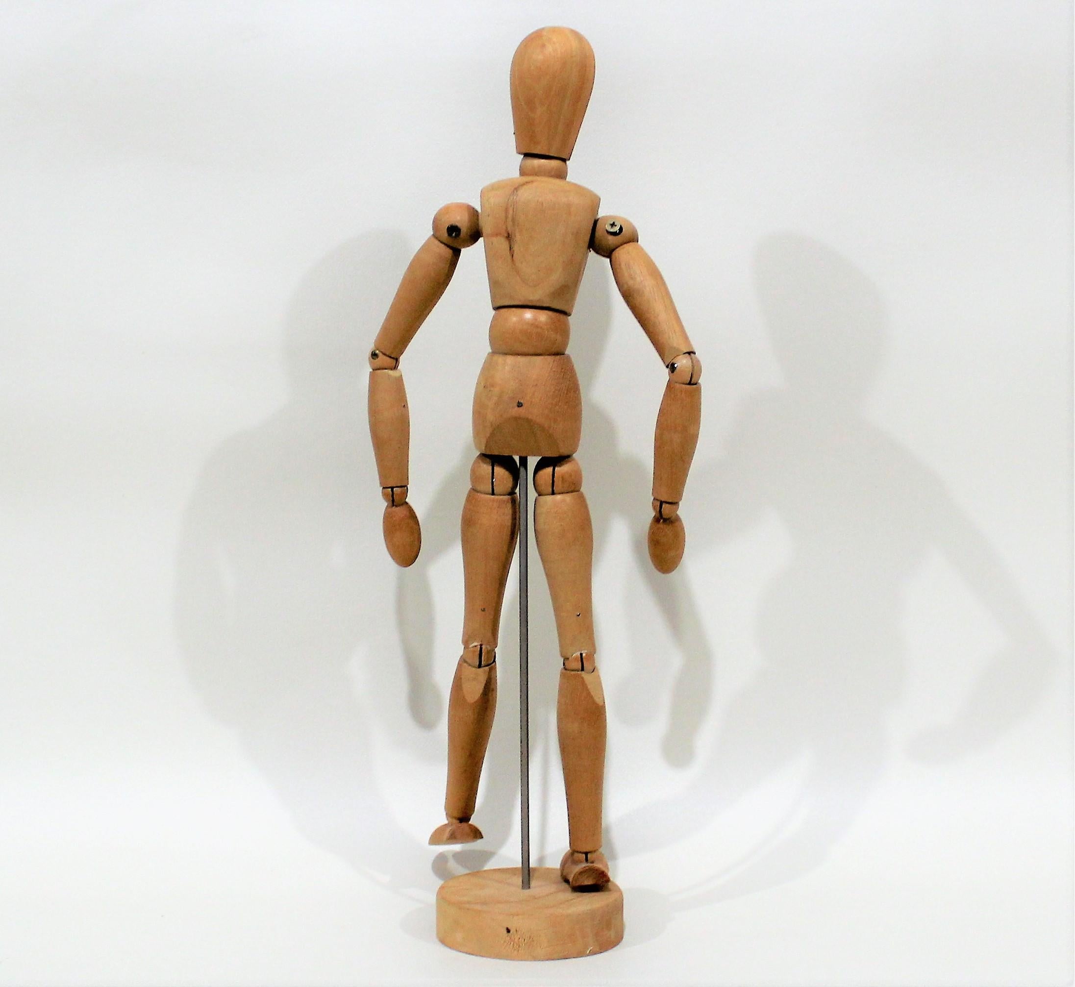 Vintage Articulated and Jointed Wooden Metal Figure For Sale 1