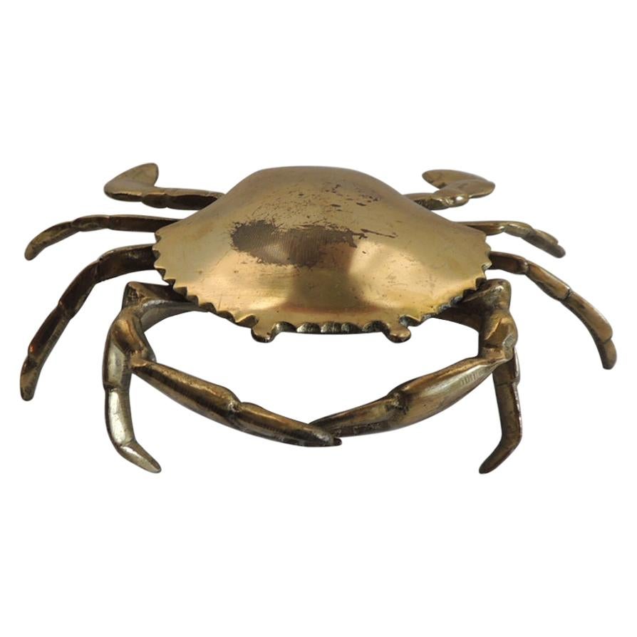 Vintage Articulated Brass Crab Ashtray