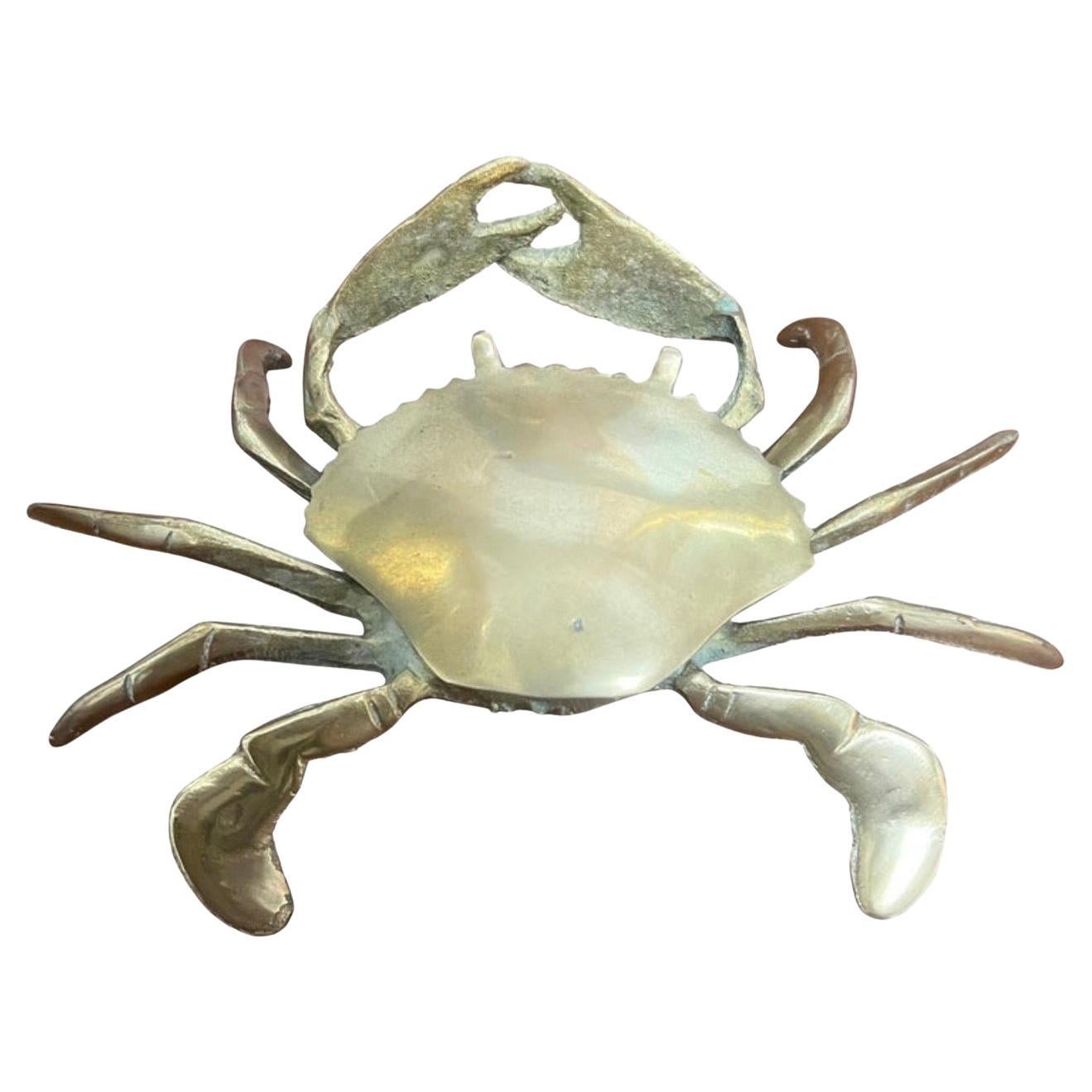 Vintage Articulated Brass Crab Ashtray