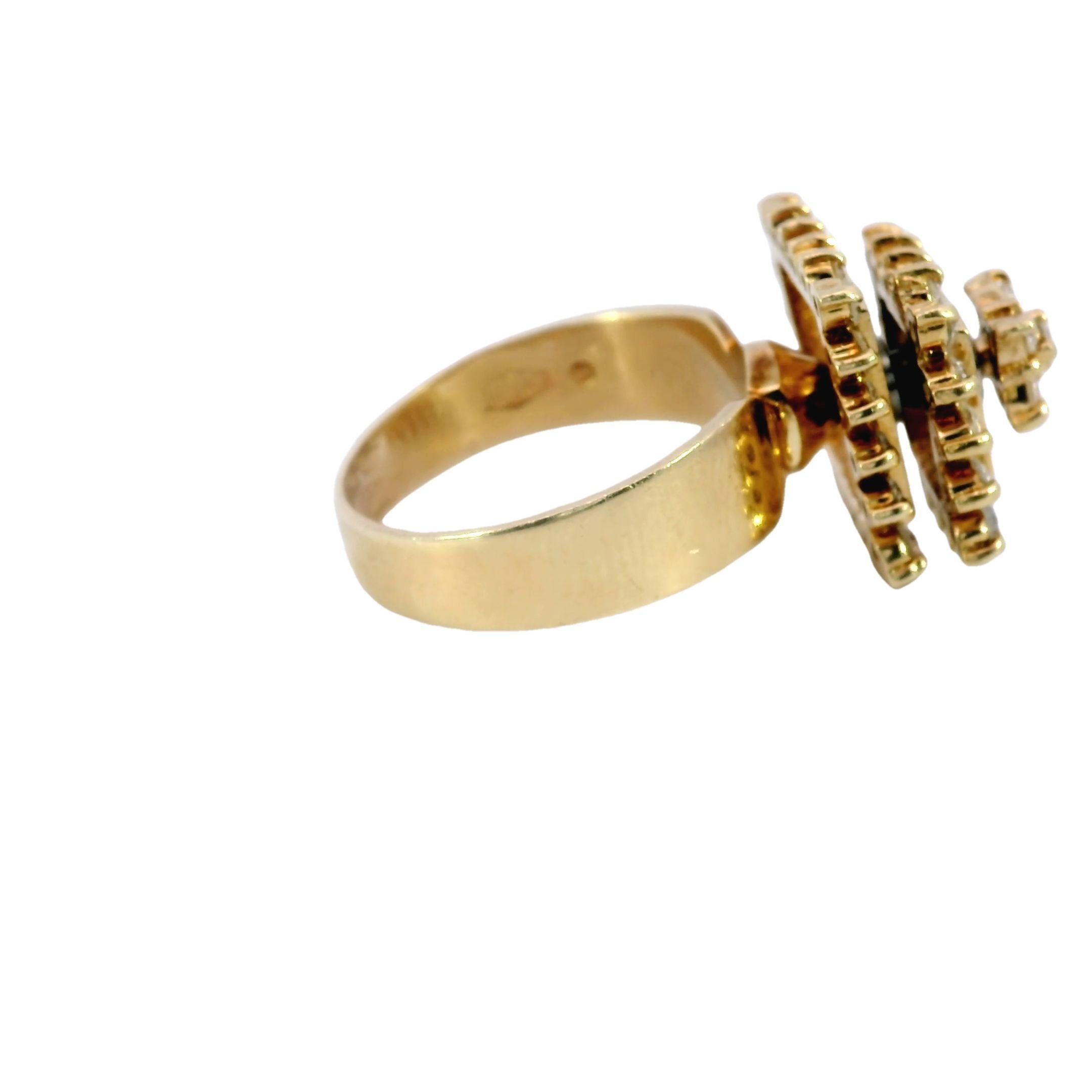 Bague tourbillonnante vintage articulée en or jaune 14 carats ~1,2 ctw Pour femmes en vente