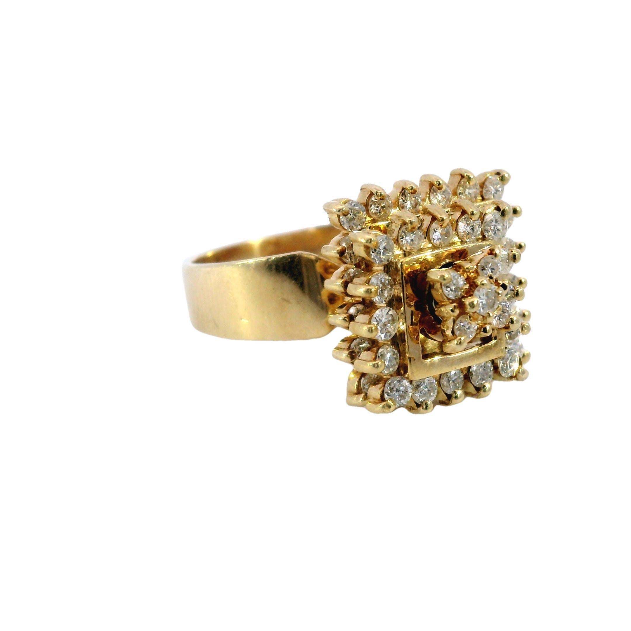 Bague tourbillonnante vintage articulée en or jaune 14 carats ~1,2 ctw en vente 1