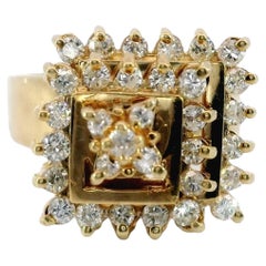 Anillo giratorio de diamantes articulado vintage Oro amarillo 14k ~1,2ctw