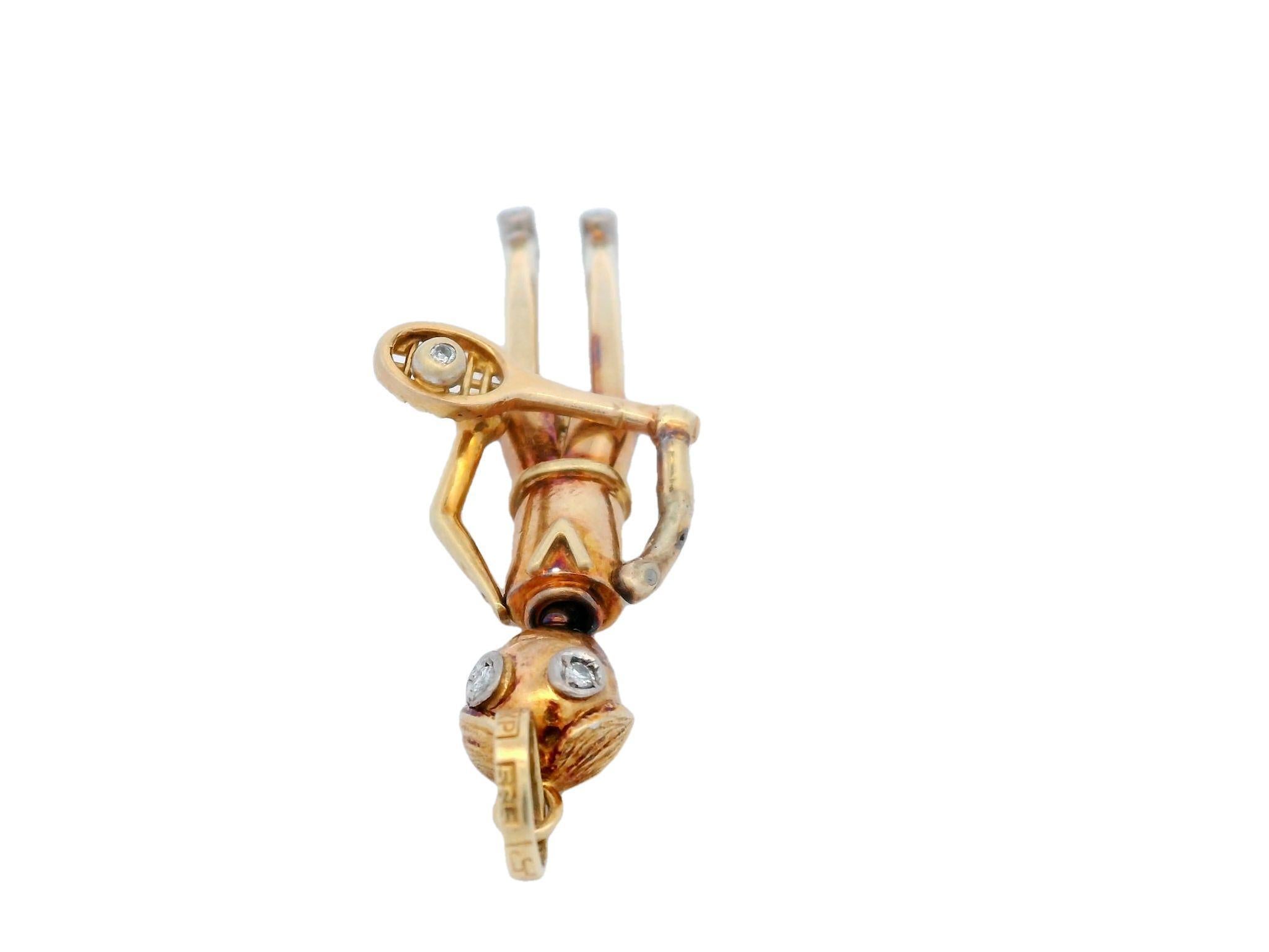 Round Cut Vintage Articulated Diamond Tennis Player in 14 Karat Yellow Gold