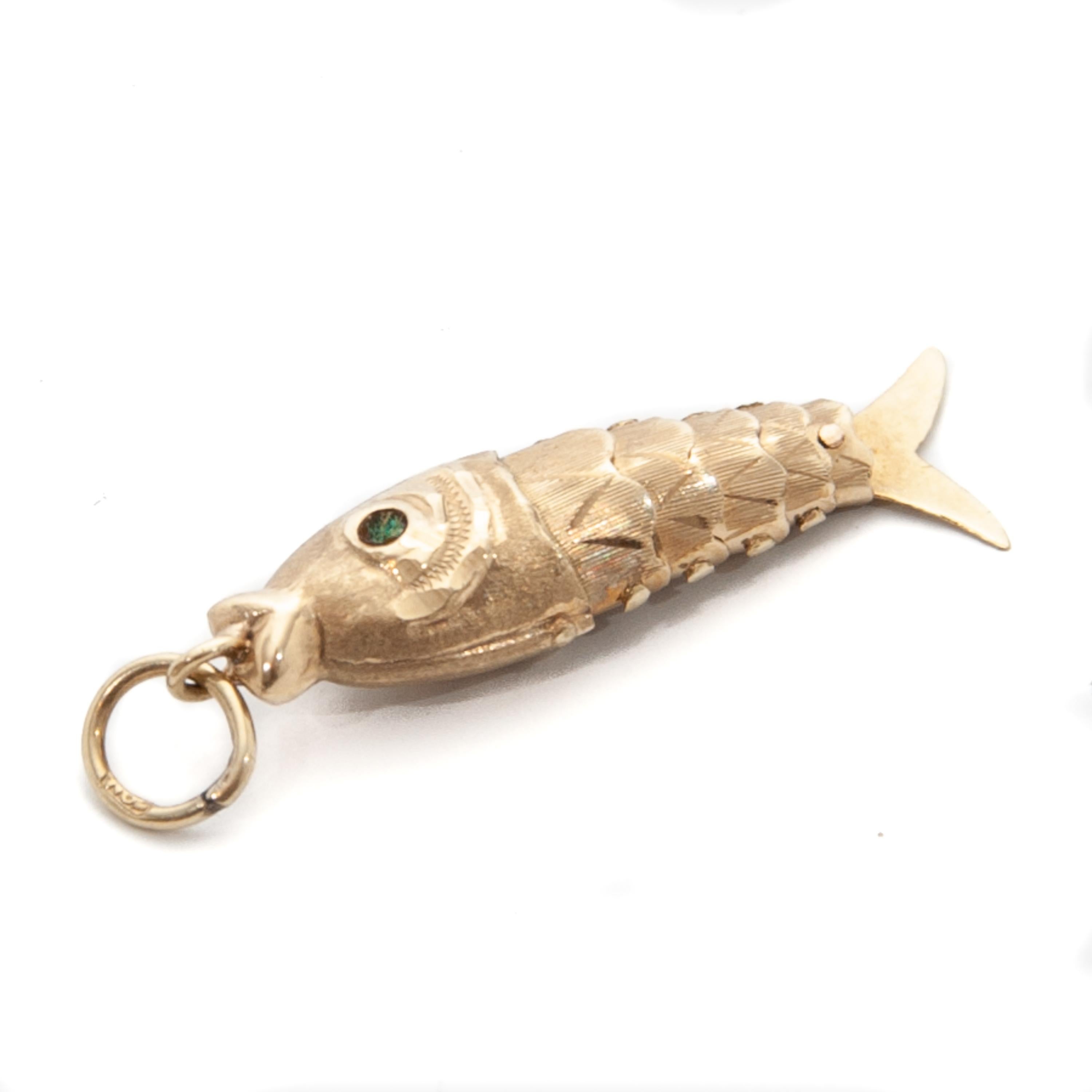 gold articulated fish pendant