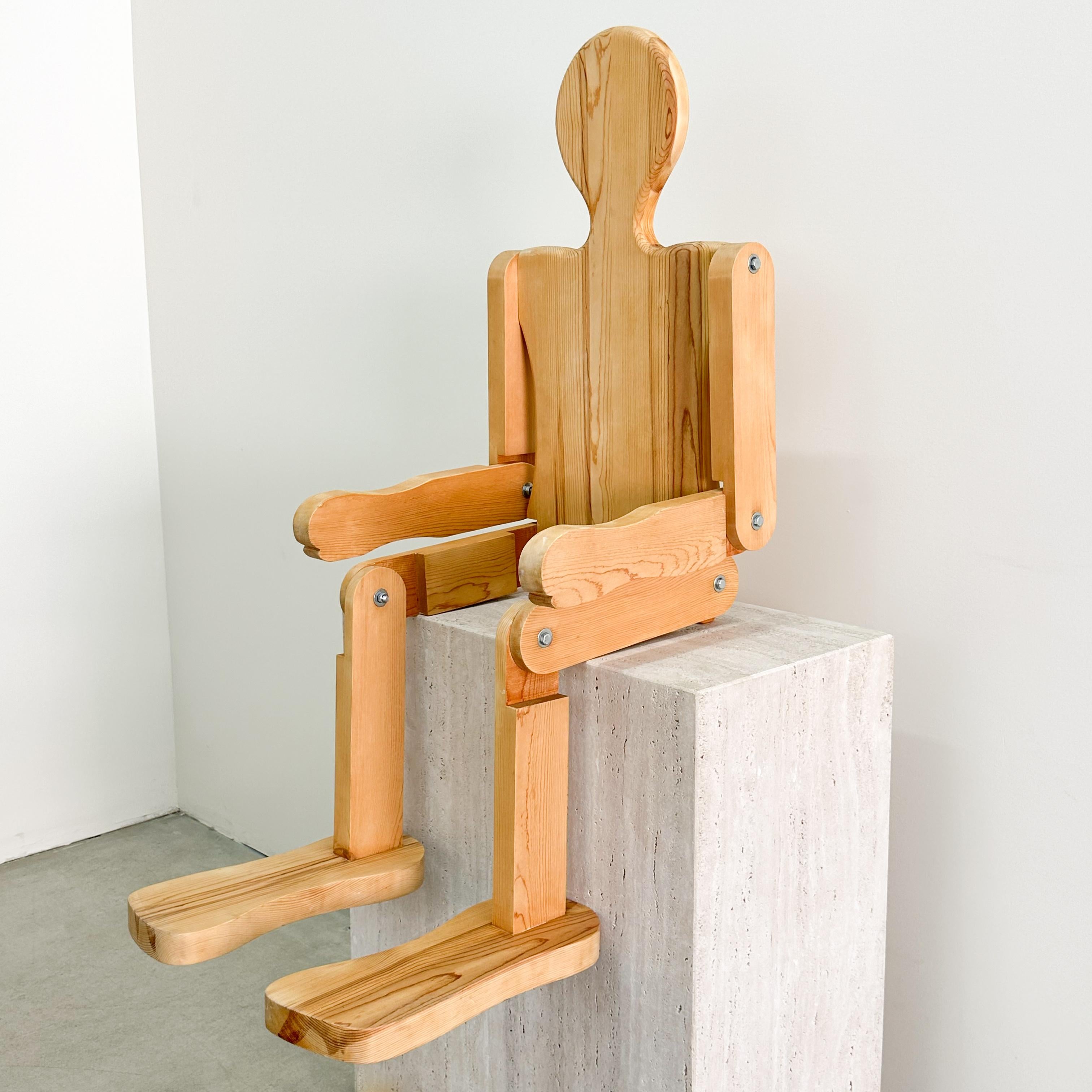 Vintage Articulated Life Size Wooden Man Coffee Table Console Sculpture Stand 4