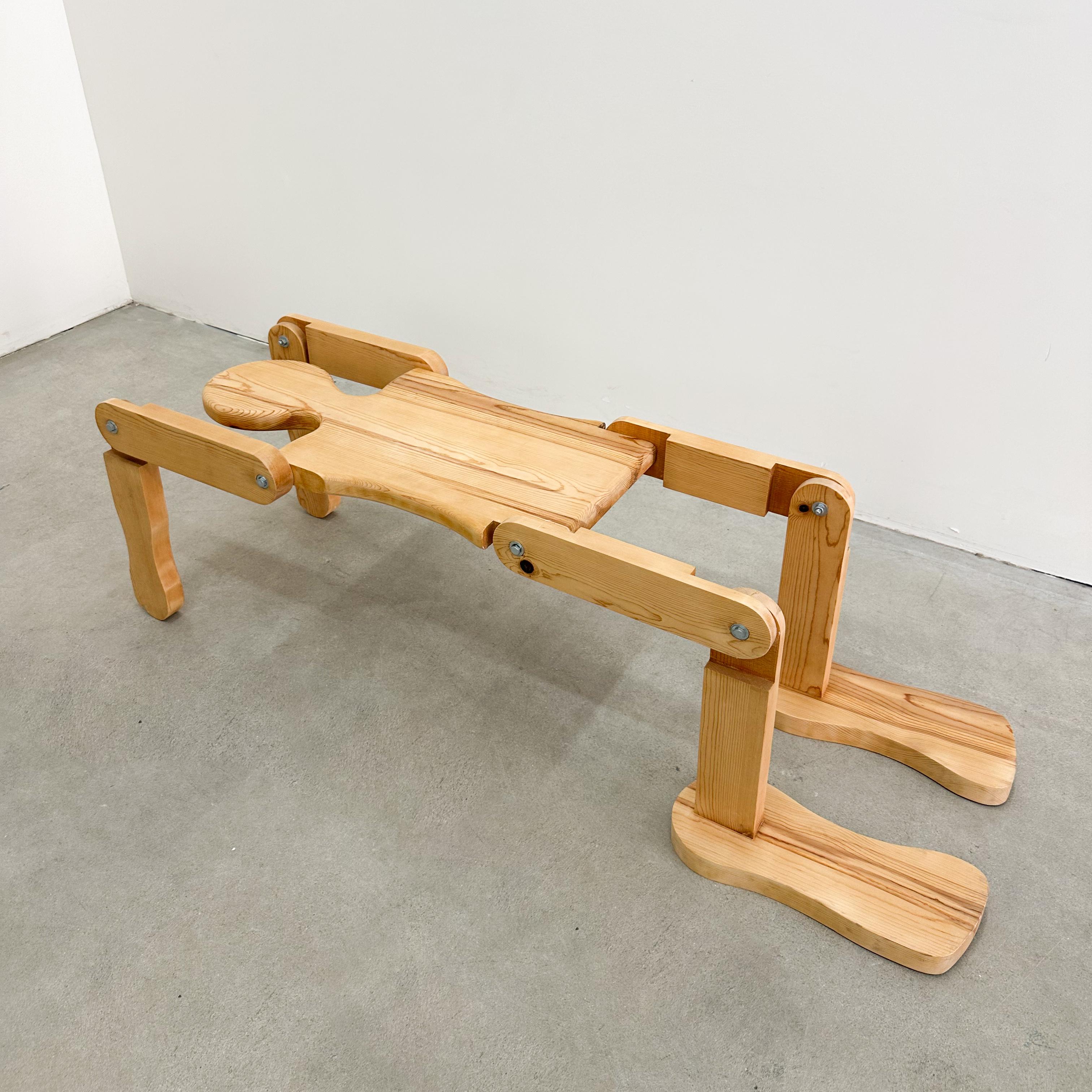 Vintage Articulated Life Size Wooden Man Coffee Table Console Sculpture Stand In Good Condition In Palm Desert, CA