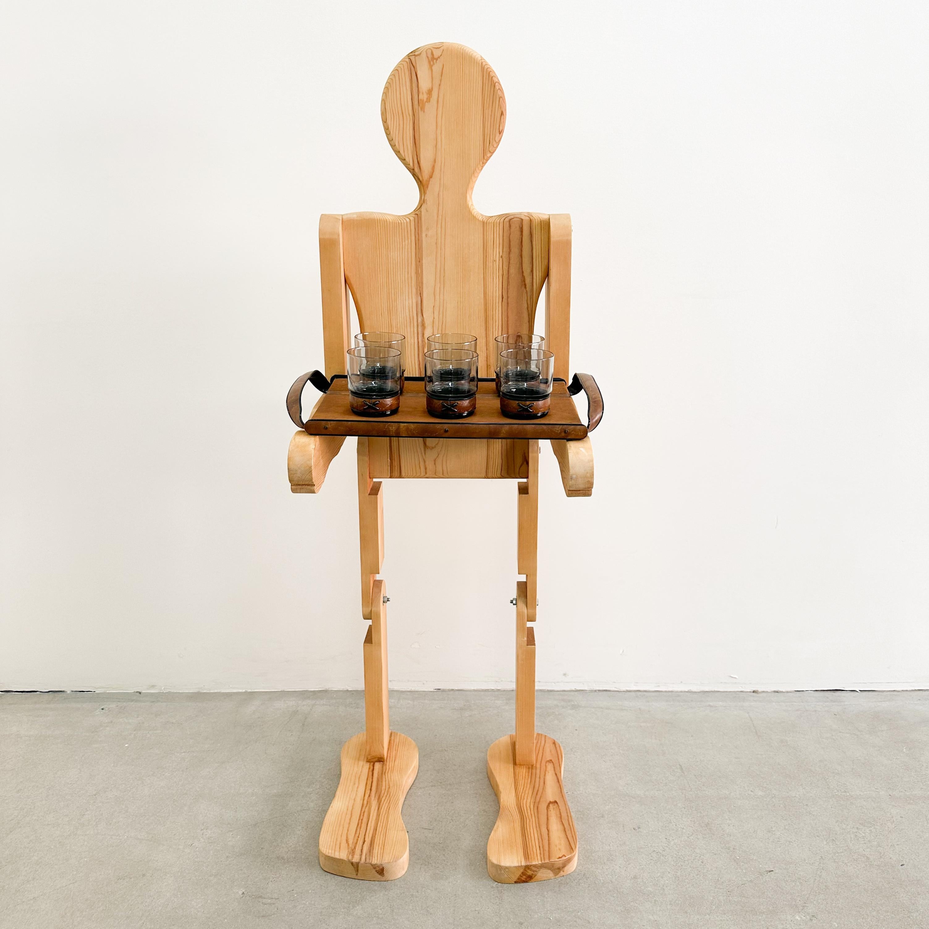 Vintage Articulated Life Size Wooden Man Coffee Table Console Sculpture Stand 1