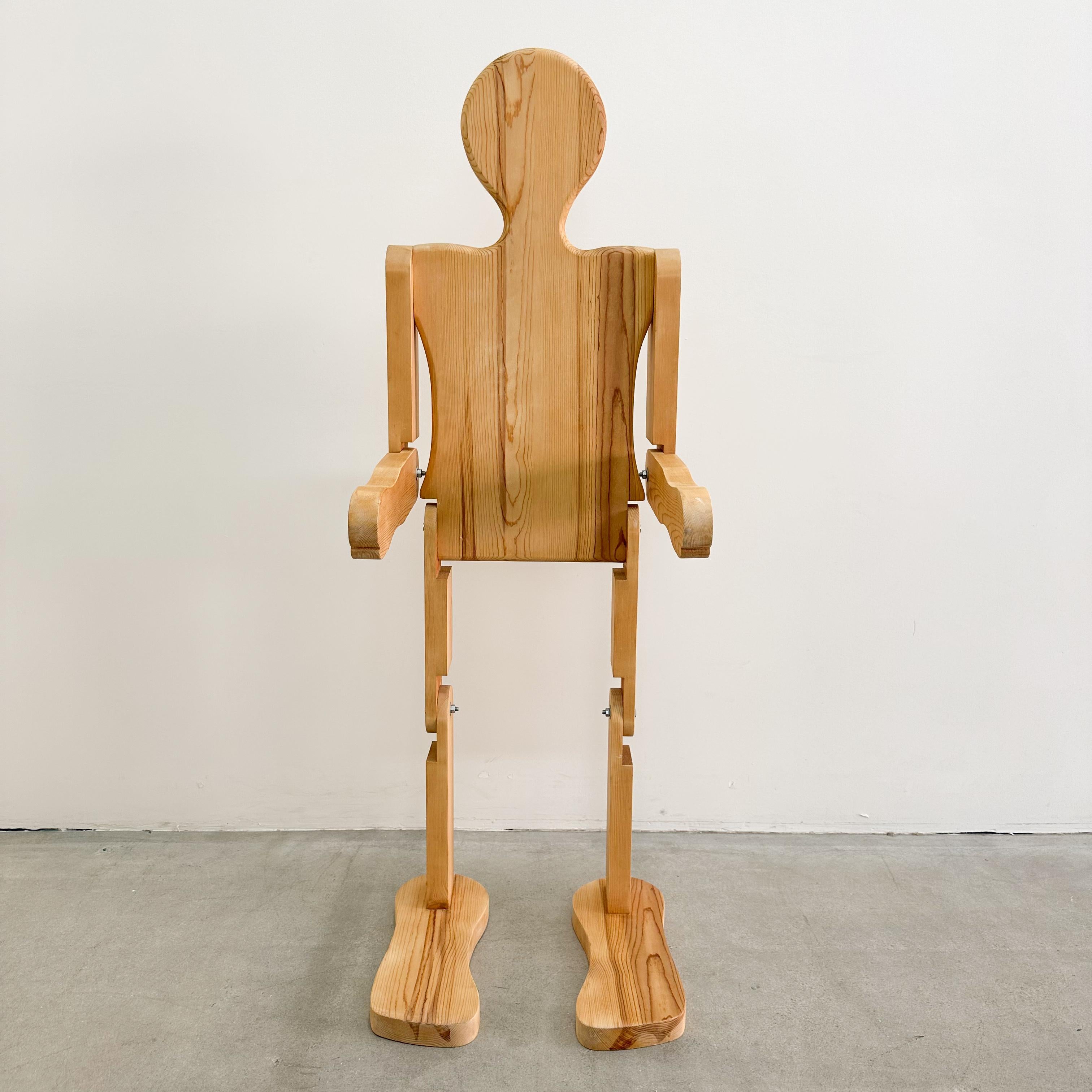 Vintage Articulated Life Size Wooden Man Coffee Table Console Sculpture Stand 2