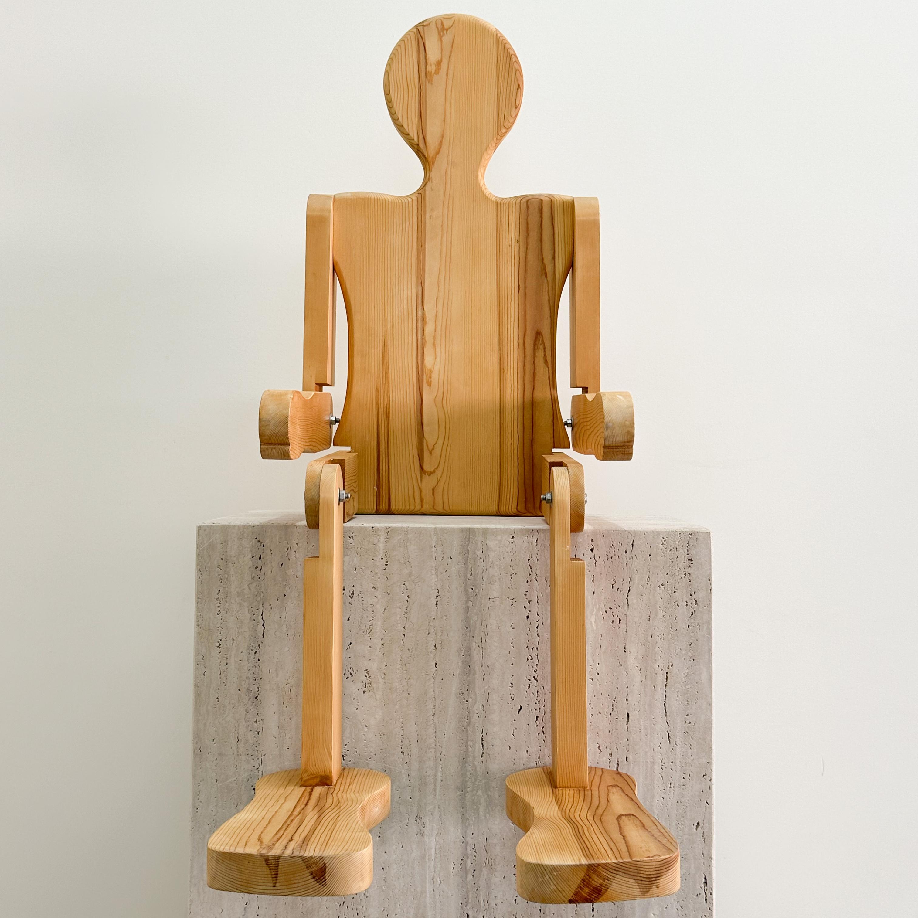 Vintage Articulated Life Size Wooden Man Coffee Table Console Sculpture Stand 3