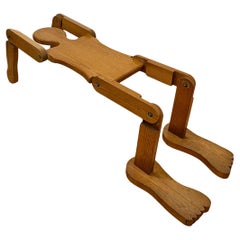 Vintage Articulated Life-Size Wooden Man Sculpture  Modular Coffee Table, Bar