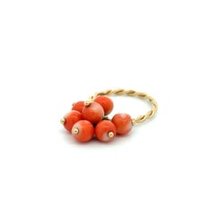 Vintage Articulating Coral Cluster Gold Ring Fine Estate Jewelry