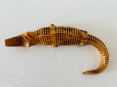 Vintage Articulating Hand Carved Crocodile Figure