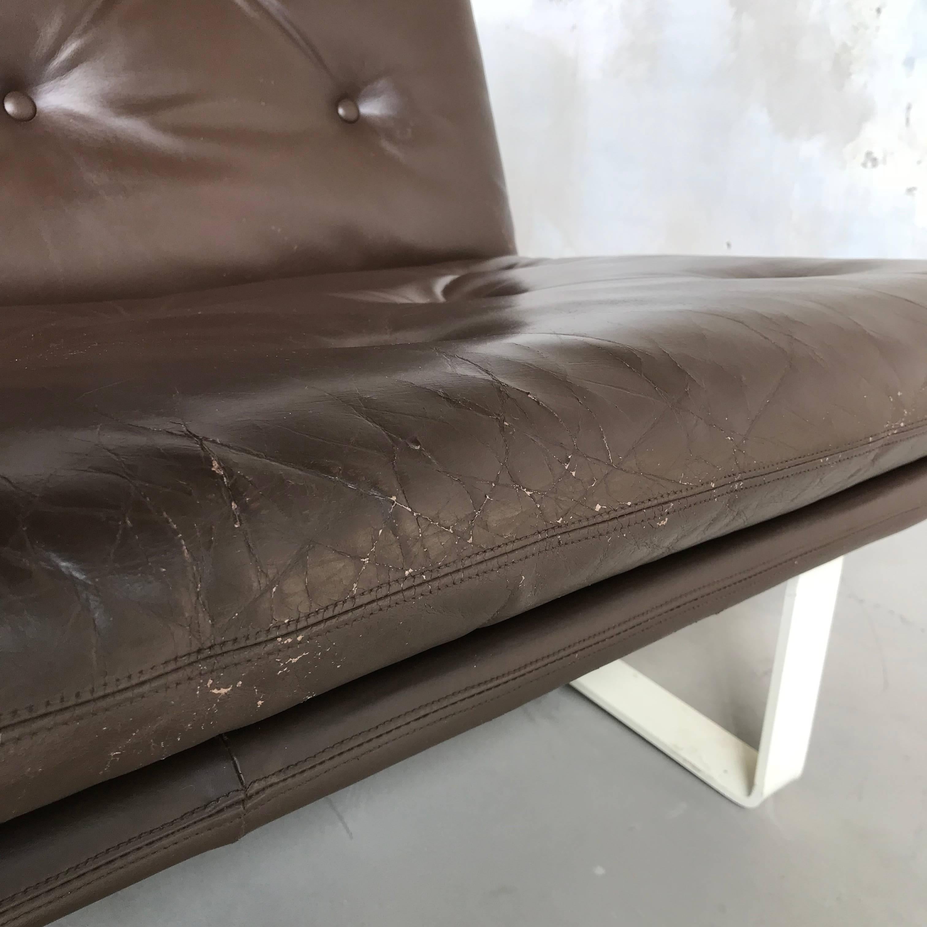 Vintage Artifort C684 Sofa by Kho Liang Ie 1960s, Original Leather Upholstery 8