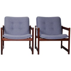 Vintage Artifort Lounge Chairs with Rosewood Cube Frame, 1970s