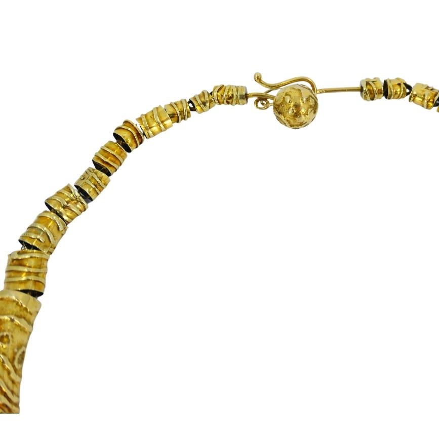Collier d'ambre et d'or 14k Vintage Artisan Excellent état - En vente à Beverly Hills, CA