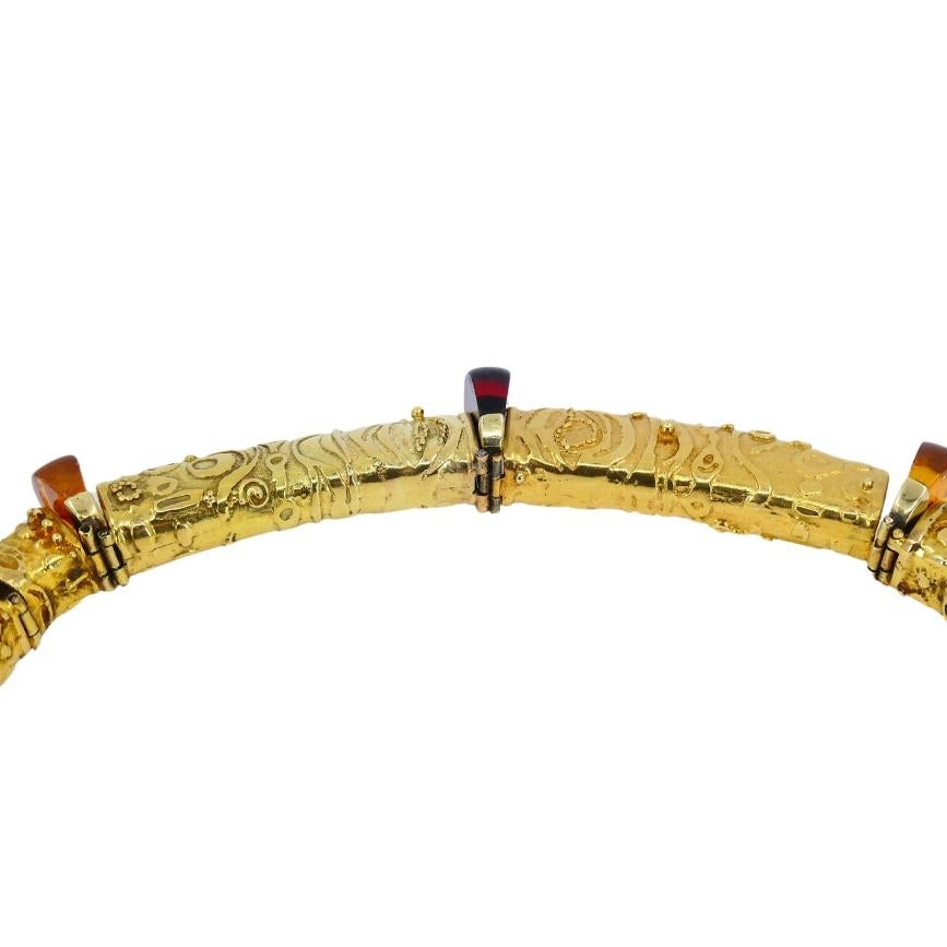 Collier d'ambre et d'or 14k Vintage Artisan Pour femmes en vente