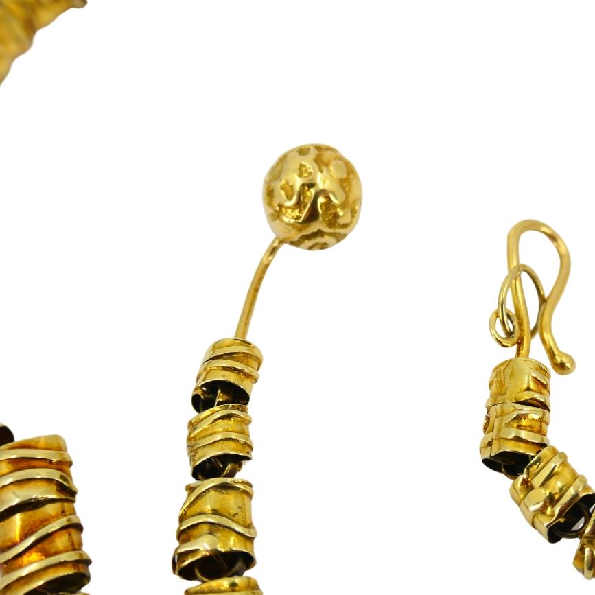 Collier d'ambre et d'or 14k Vintage Artisan en vente 2