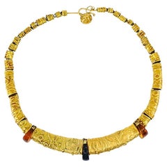 Collana artigianale vintage in oro e ambra 14k