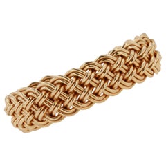 Vintage 14k Gold French Woven Bangle Cuff Bracelet