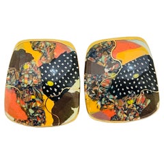 Vintage artisan ceramic handmade designer earrings