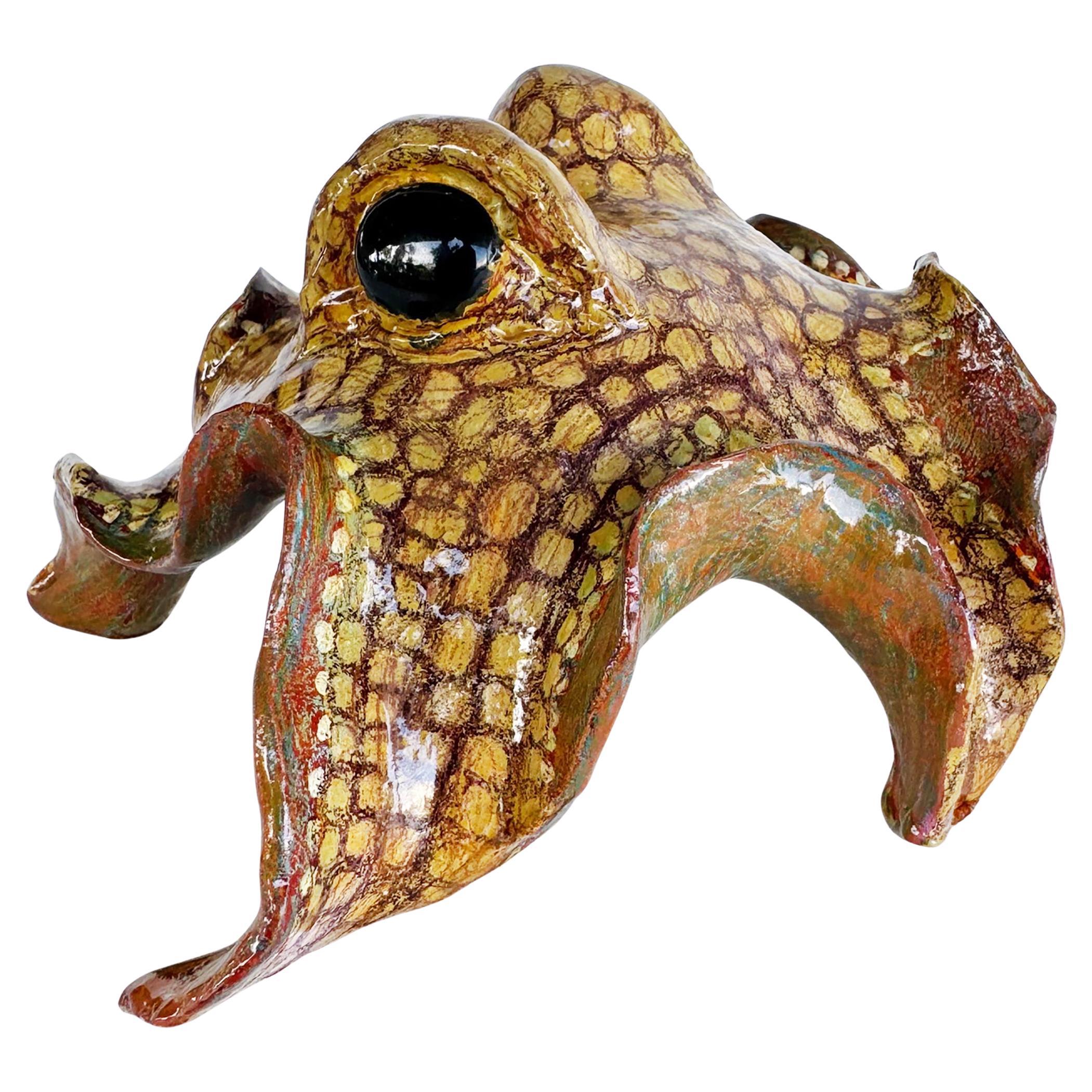 Scultura di polpo ondulato in ceramica artigianale vintage