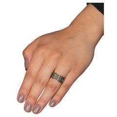 Vintage Artisan Emerald Ring, Vintage Wide Rose Gold Band, Vintage Emerald Band