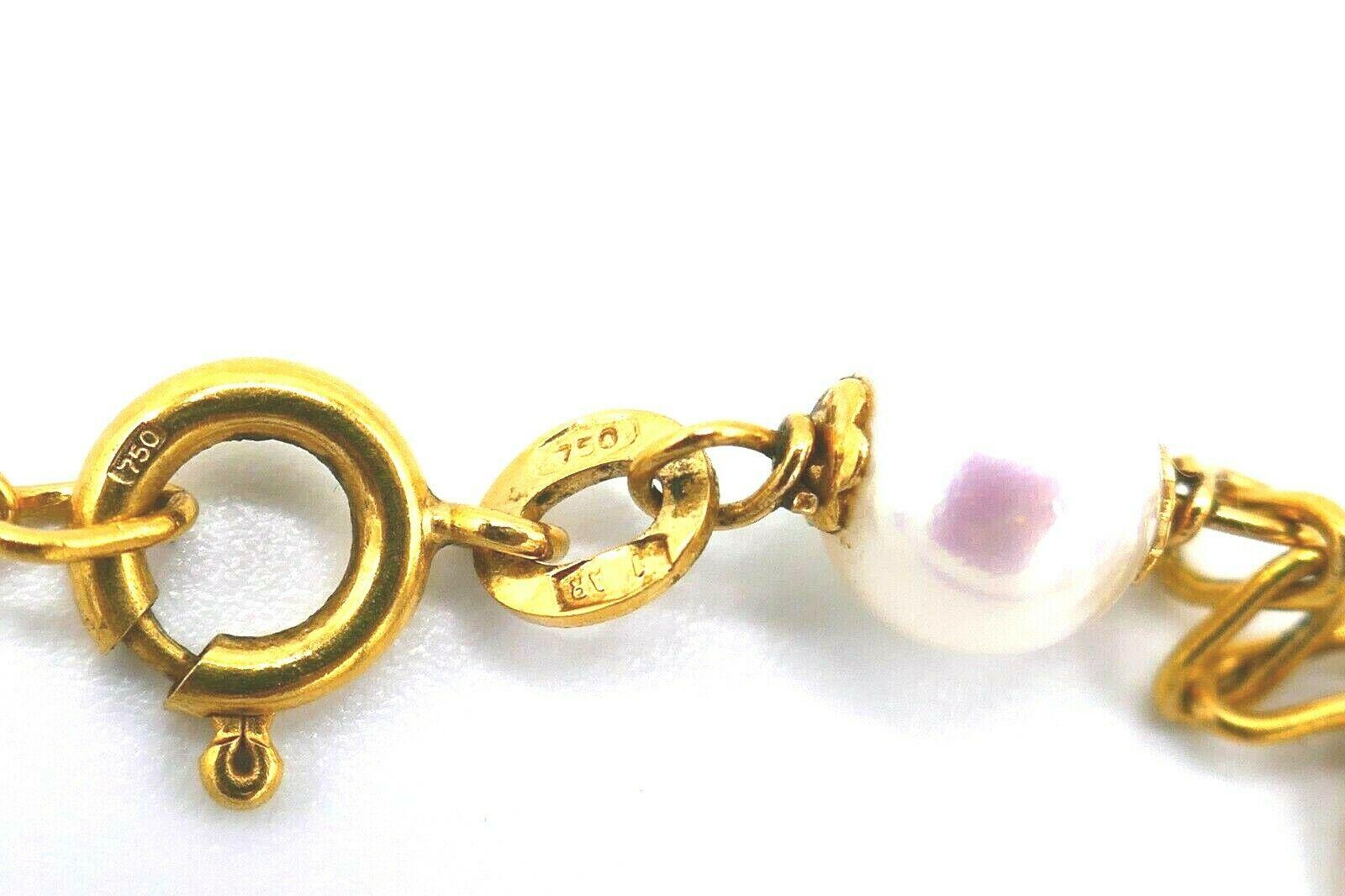 Women's Vintage Artisan Enamel Pearl Yellow Gold Chain Necklace