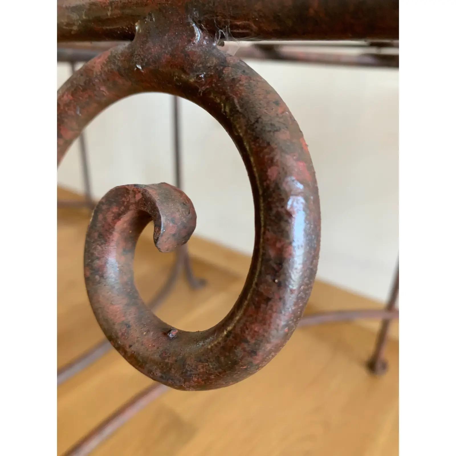 Late 20th Century Vintage Artisan Iron Geometric Sculptural Frank Lloyd Wright Style Armchairs-4