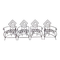 Vintage Artisan Iron Geometrische skulpturale Vintage-Sessel im Frank Lloyd Wright-Stil-4