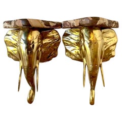 Vintage Artisan Made Scagliola Elephant Brackets - A Pair