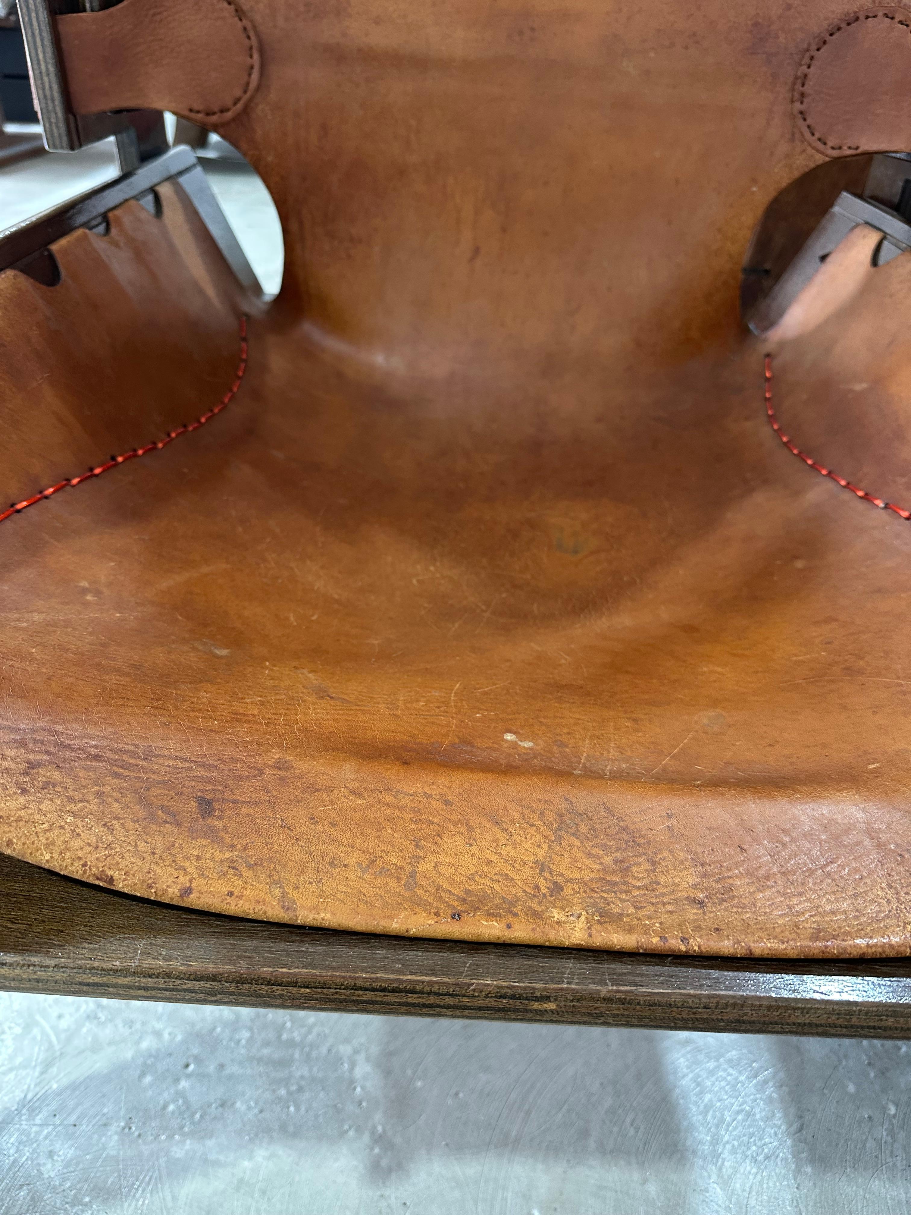 Vintage Artisan Sperrholz und Leder Unterschlupf Stuhl im Angebot 10