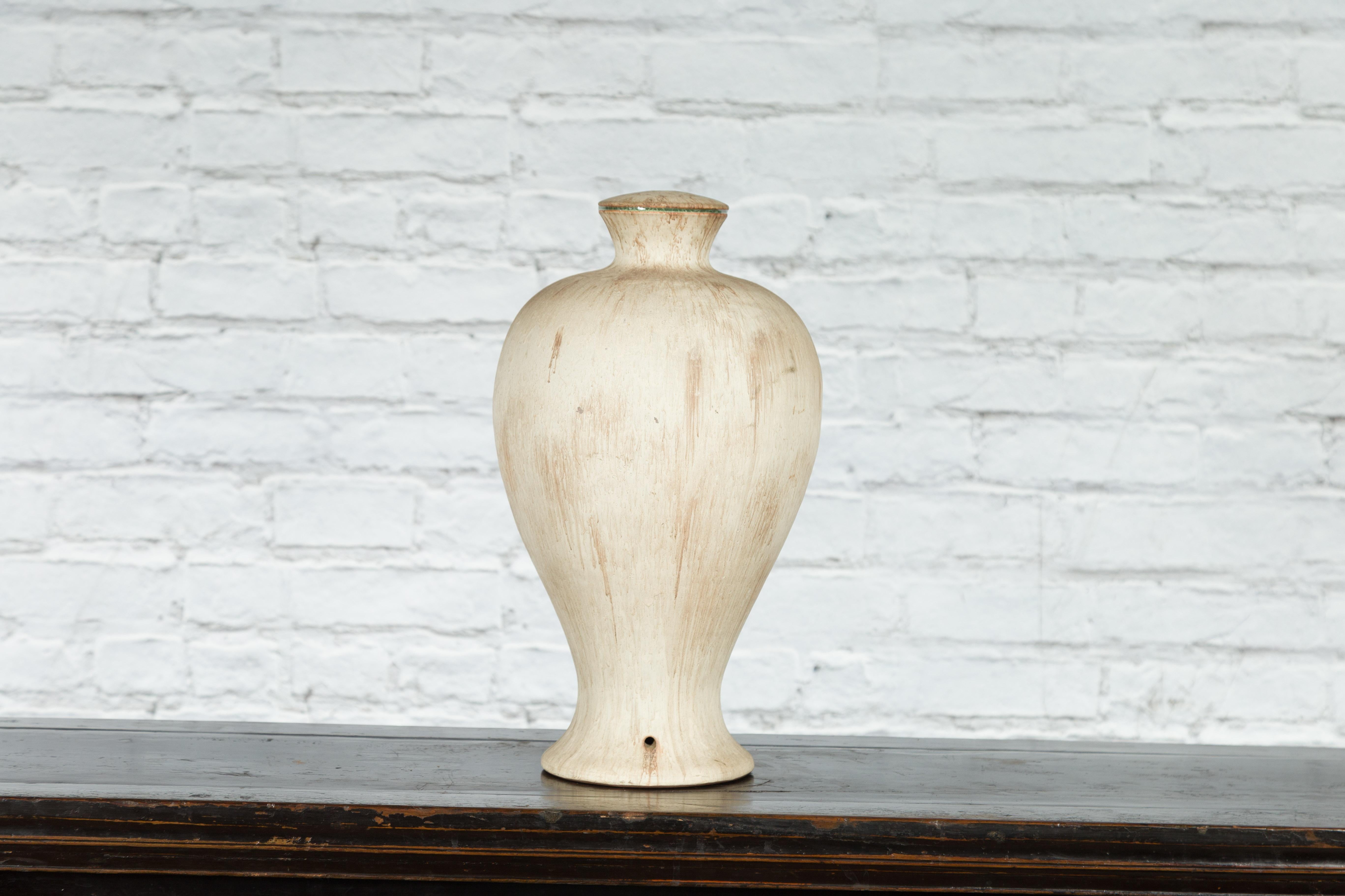 Vintage Artisan Prem Collection Ceramic Vase Pre Drilled To be Made into a Lamp For Sale 2